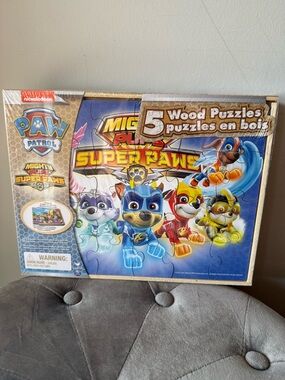 Paw Patrol Mighty Pups Super Paws Blue & Multicolor Wood Puzzle Set (5-Pack)